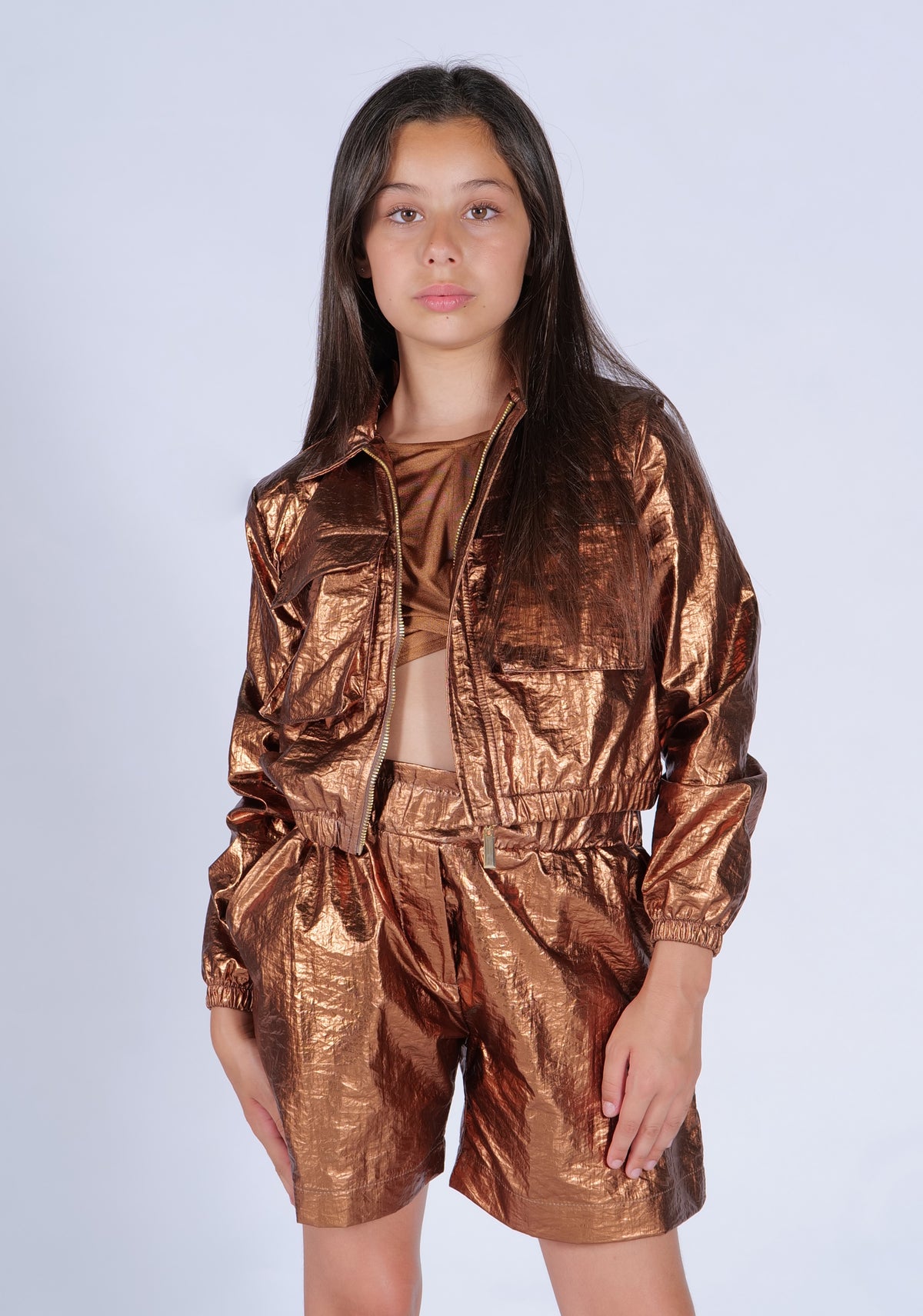 Short in Tessuto Bronzo HLove bambina