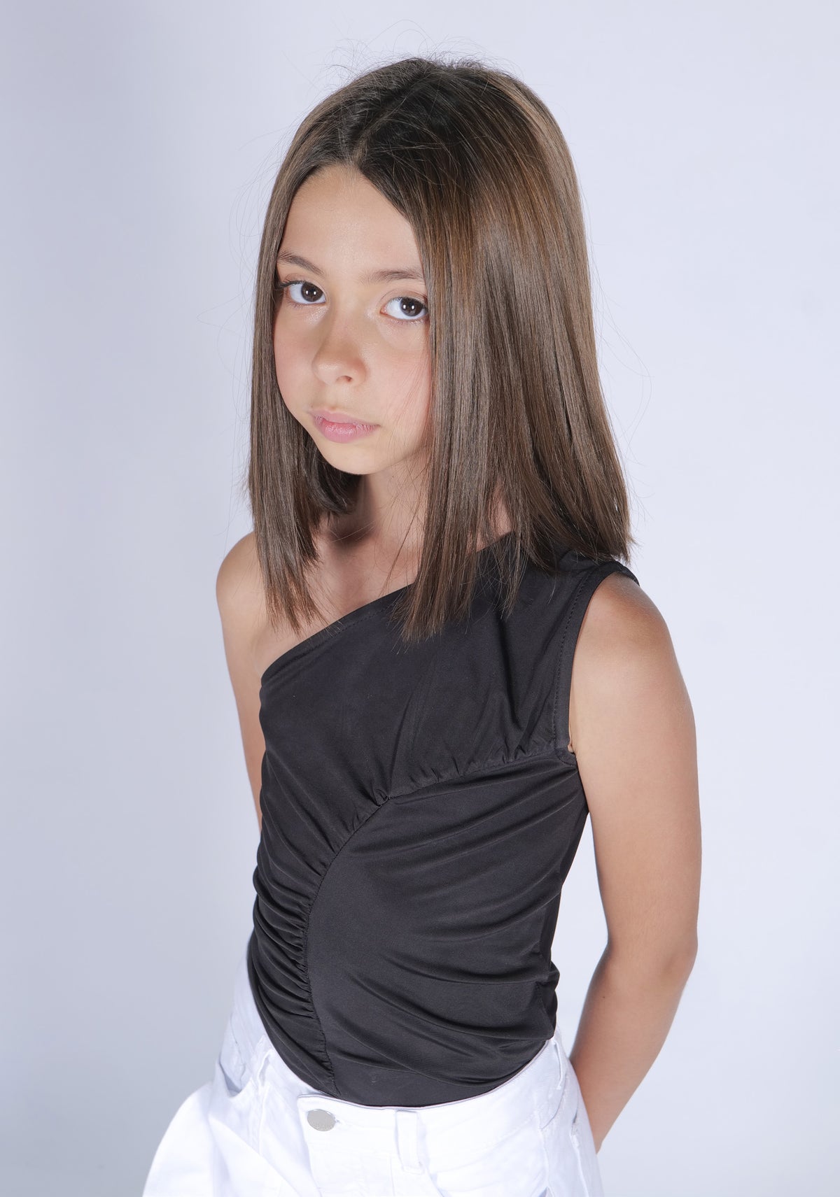 Top monospalla tessuto elastico Fun&Fun bambina