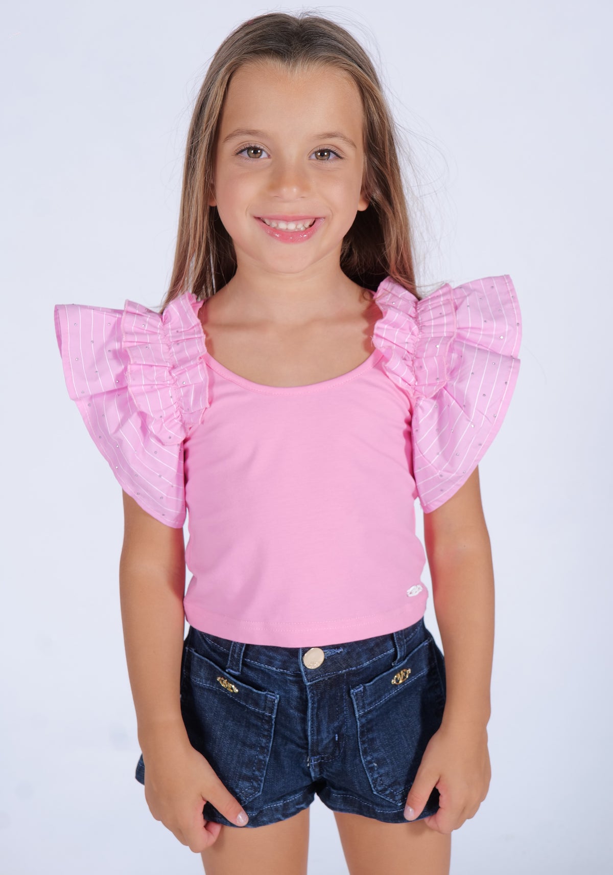 Top in Tessuto Elastico con Volant Baby Fun&Fun bambina