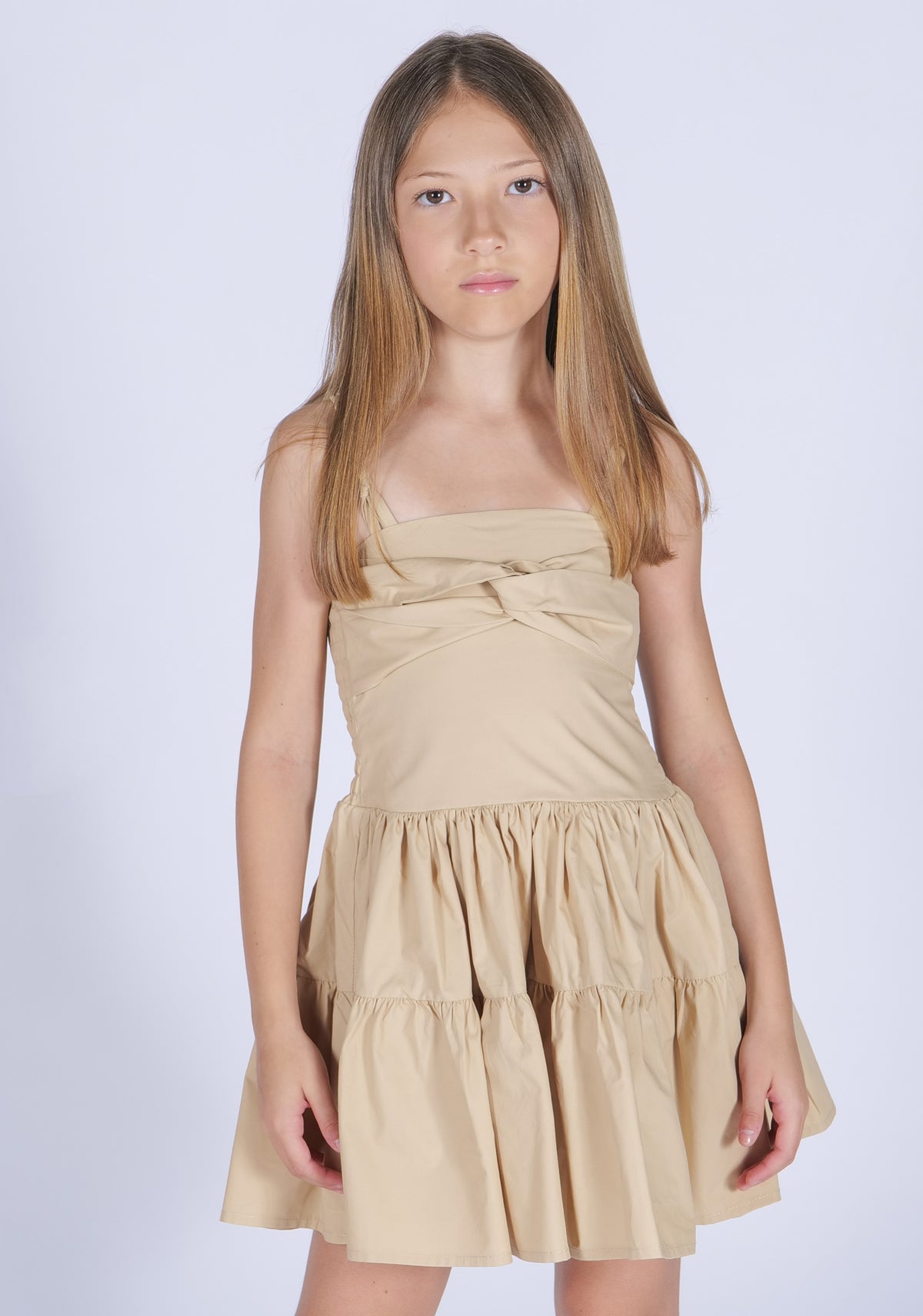 Vestito cotone bretelle intrecciate Fun&Fun bambina