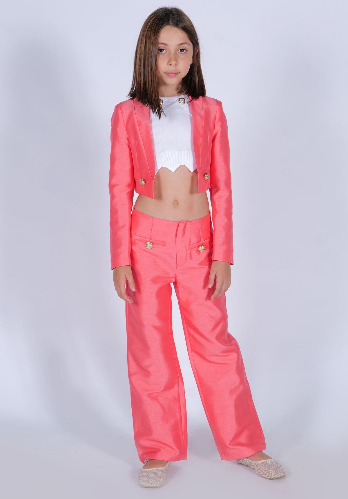 Pantalone Morbido con Bottoni Oro HLove bambina