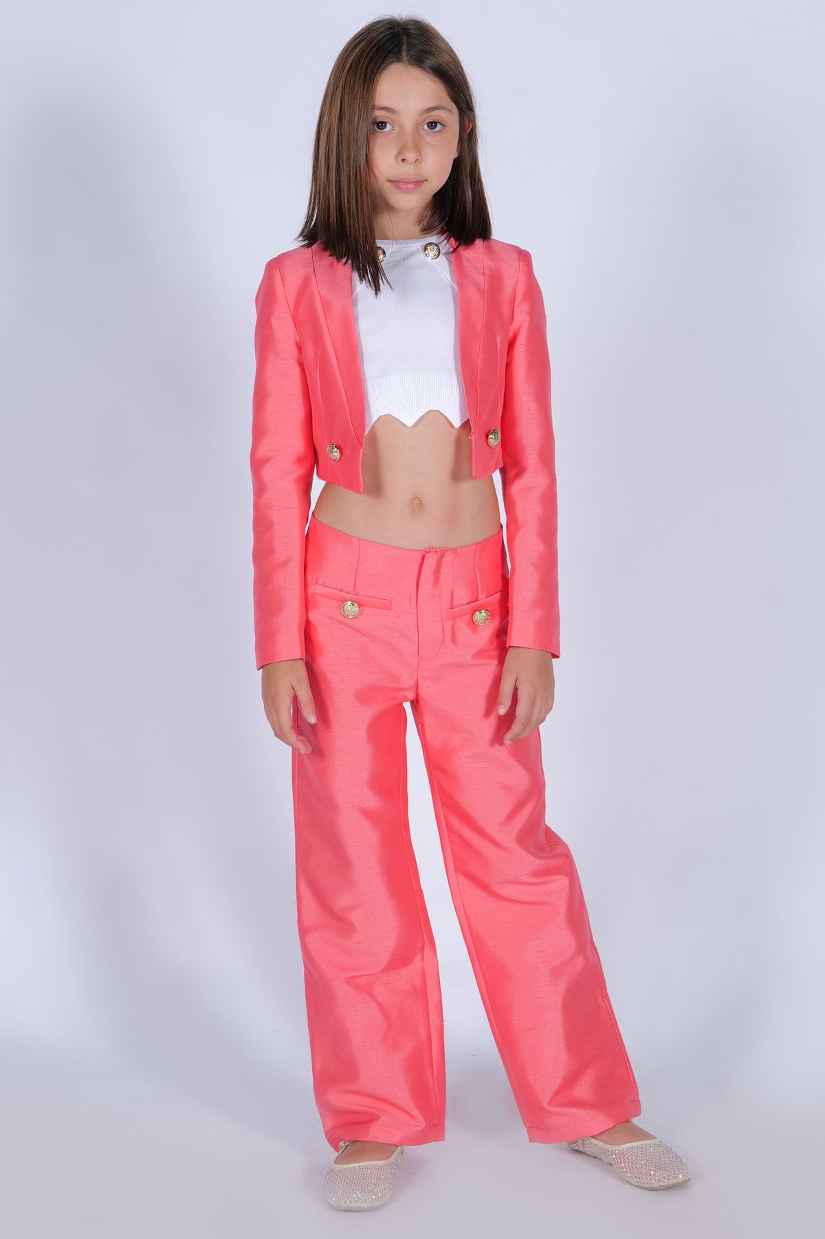 Pantalone Morbido con Bottoni Oro HLove bambina