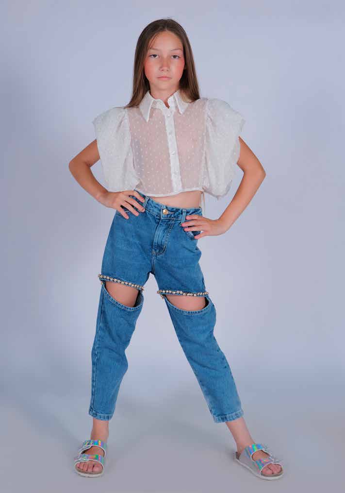 Pantalone jeans con applicazioni strass Marc Ellis bambina Junior