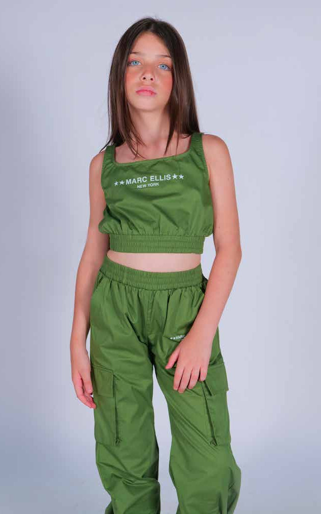 Top cropped cotone logo contrasto Marc Ellis bambina