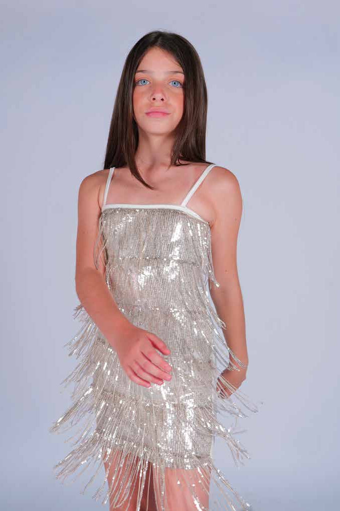 Abito paillettes frange Marc Ellis bambina