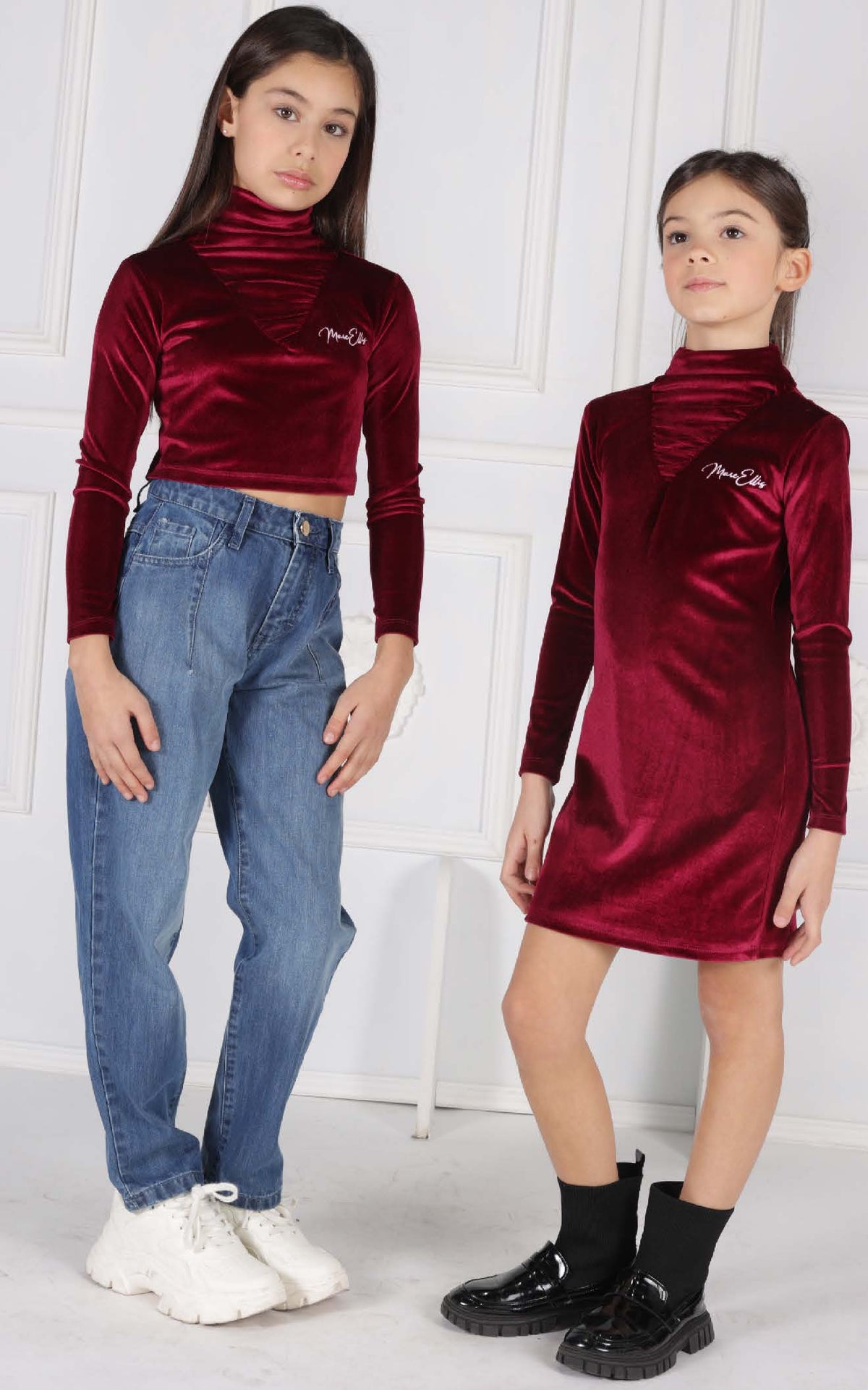 Maglia in Ciniglia Elastica con Ricamo Logo sul Davanti Marc Ellis bambina
