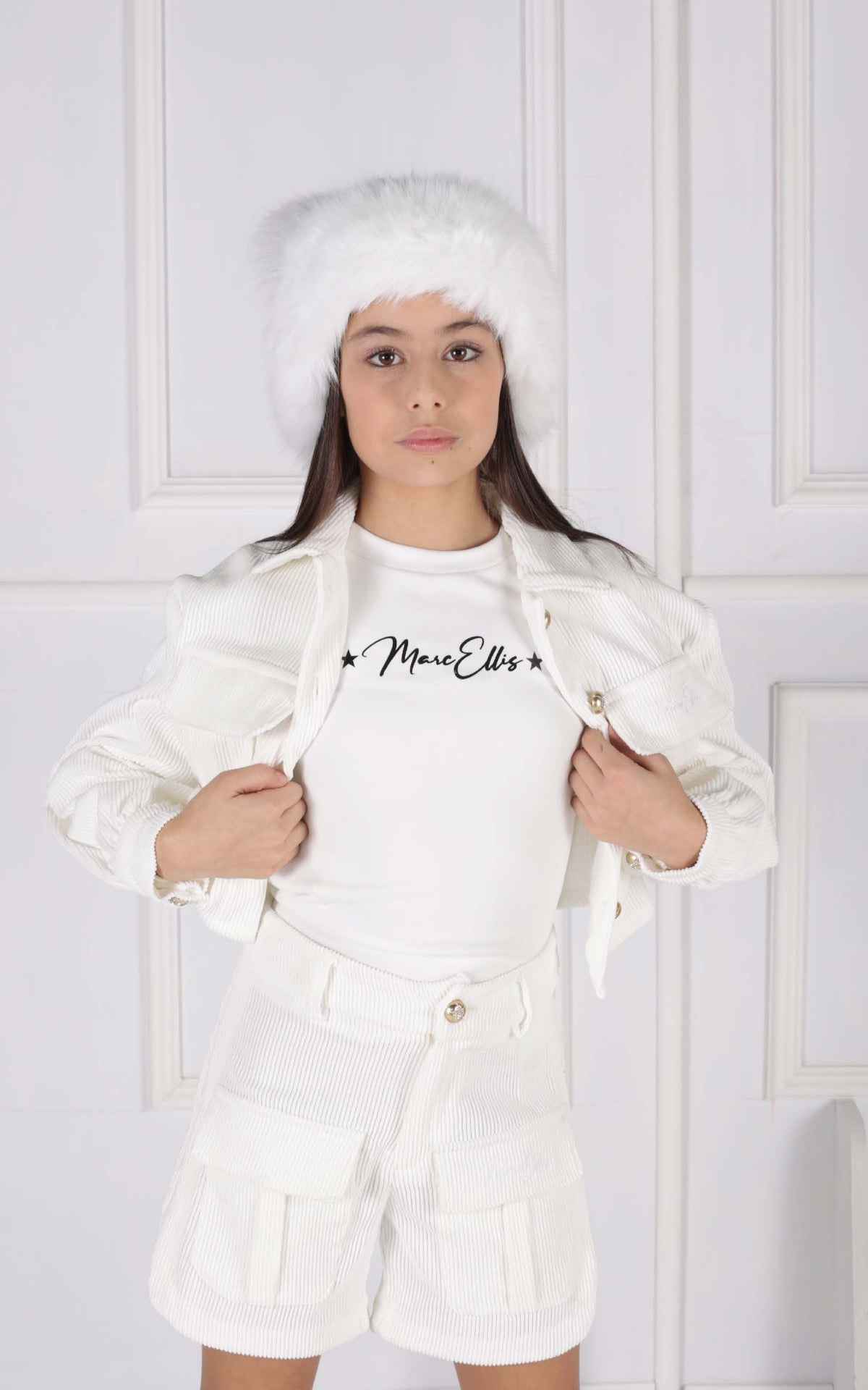 Felpa T-shirt Logo Ricamato a Contrasto Marc Ellis bambina