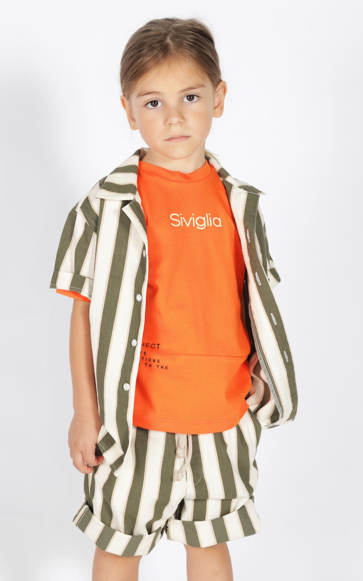 Camicia a Righe Verdi con Mezze Maniche Siviglia bambino