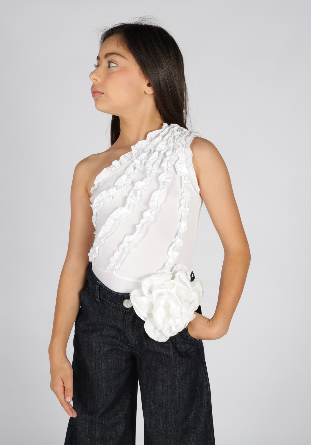 Body monospalla rouches Fun&Fun Couture bambina