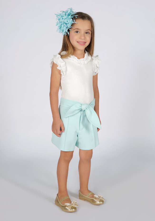 Body in tessuto elastico con rouches e chiusura automatica Fun&Fun bambina