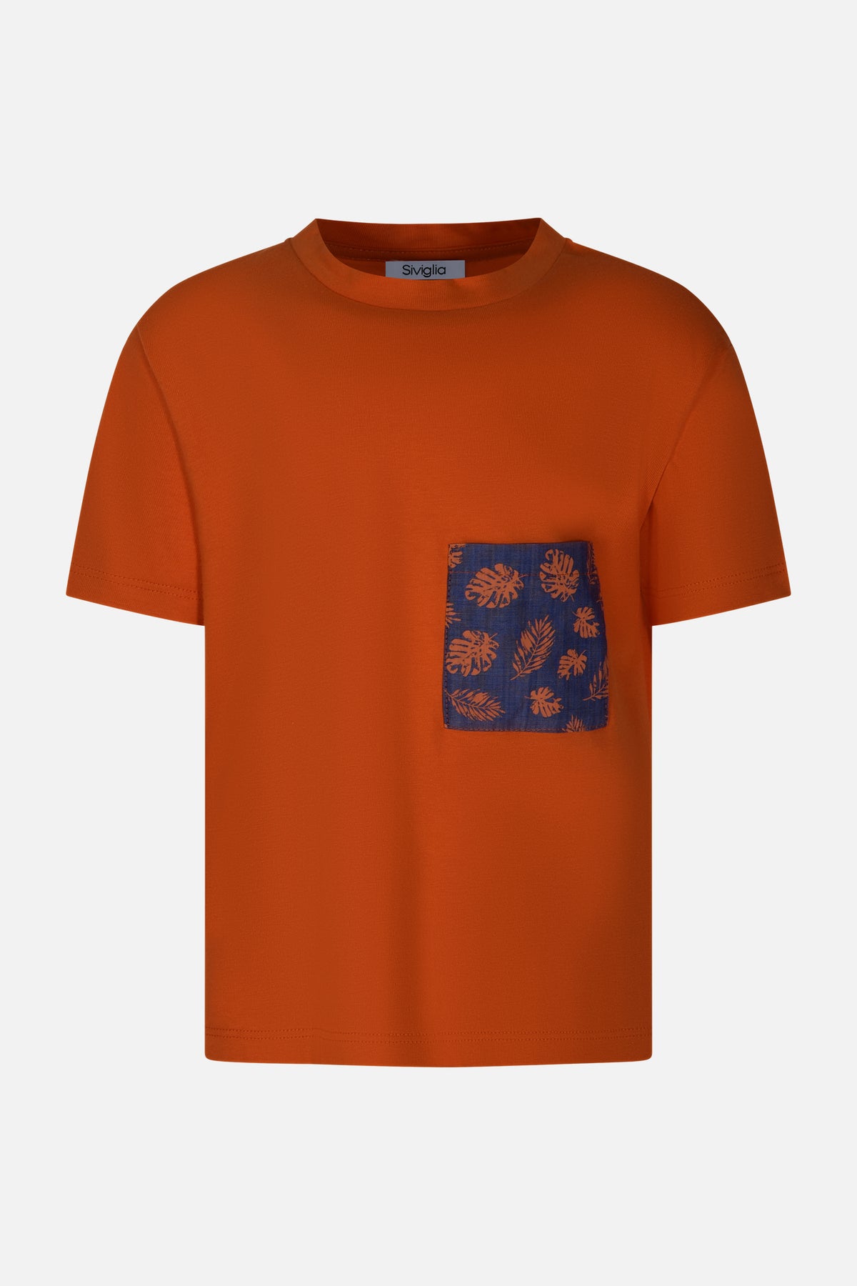 T-shirt con Taschino Fantasia Orange o Blu, Mezze Maniche, Regular Fit Siviglia bambino