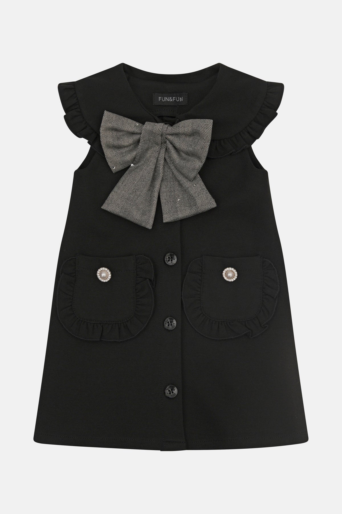Abitino Ampio in Punto Milano con Fiocco Neonato Fun&Fun Bambina - FW26