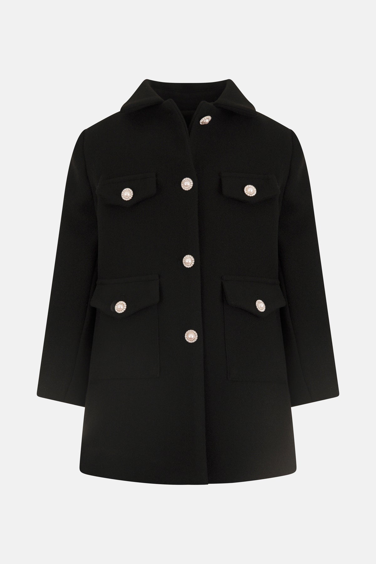 Cappotto in Panno Collo Tondo Baby Fun&Fun Chic Bambina - FW26