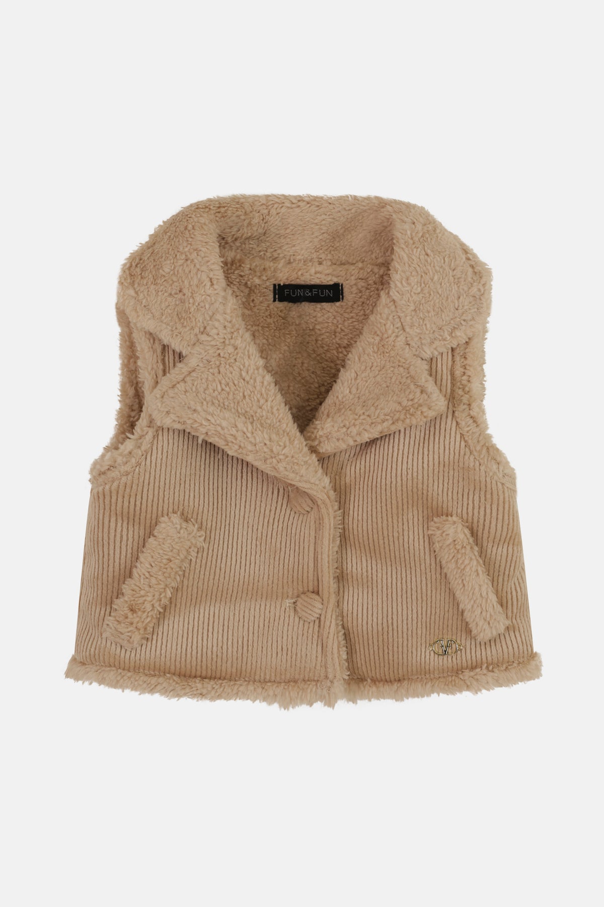Gilet Scamosciato con Ecopelliccia Neonato Fun&Fun Bambina - FW26