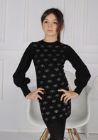 Abito Abitino in Lana Smacchinata con Strass Logo All Over Fun&Fun bambina