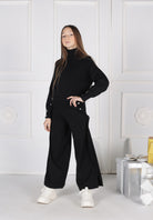 Pantalone in Lana a Gamba Larga con Bottoni Gioiello Fun&Fun bambina