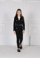 Pantalone Skinny Punto Milano con Bustino Elastico e Bottoni Gioiello Fun&Fun bambina