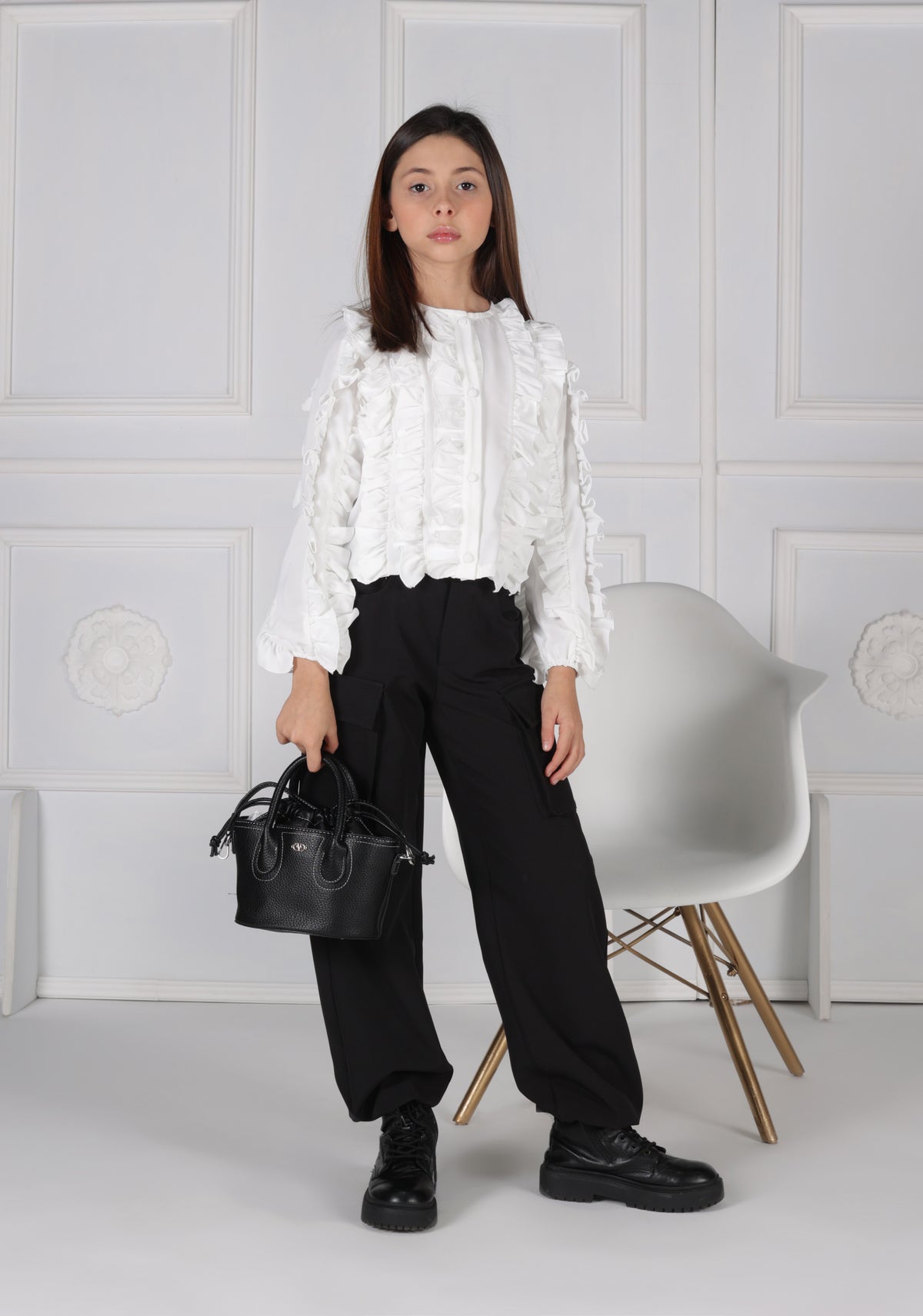 Camicia in Tessuto Fluido con Fun&Fun bambina