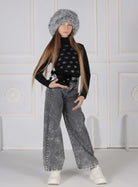 Maglia in Lana Smacchinata con Mezzo Collo e Strass Logo All Over Fun&Fun bambina