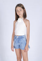 Top scollo halter con fiore Fun&Fun bambina Junior