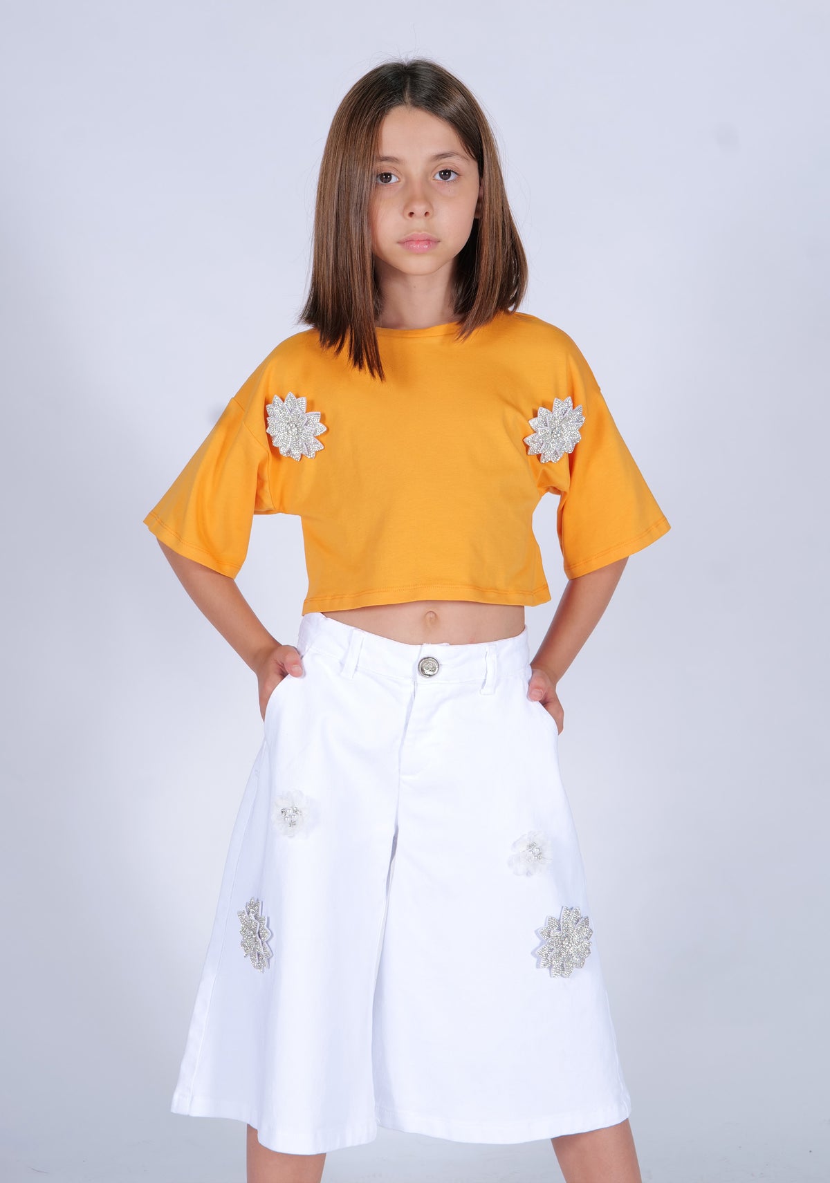 T-shirt con Applicazioni Fiore HLove bambina