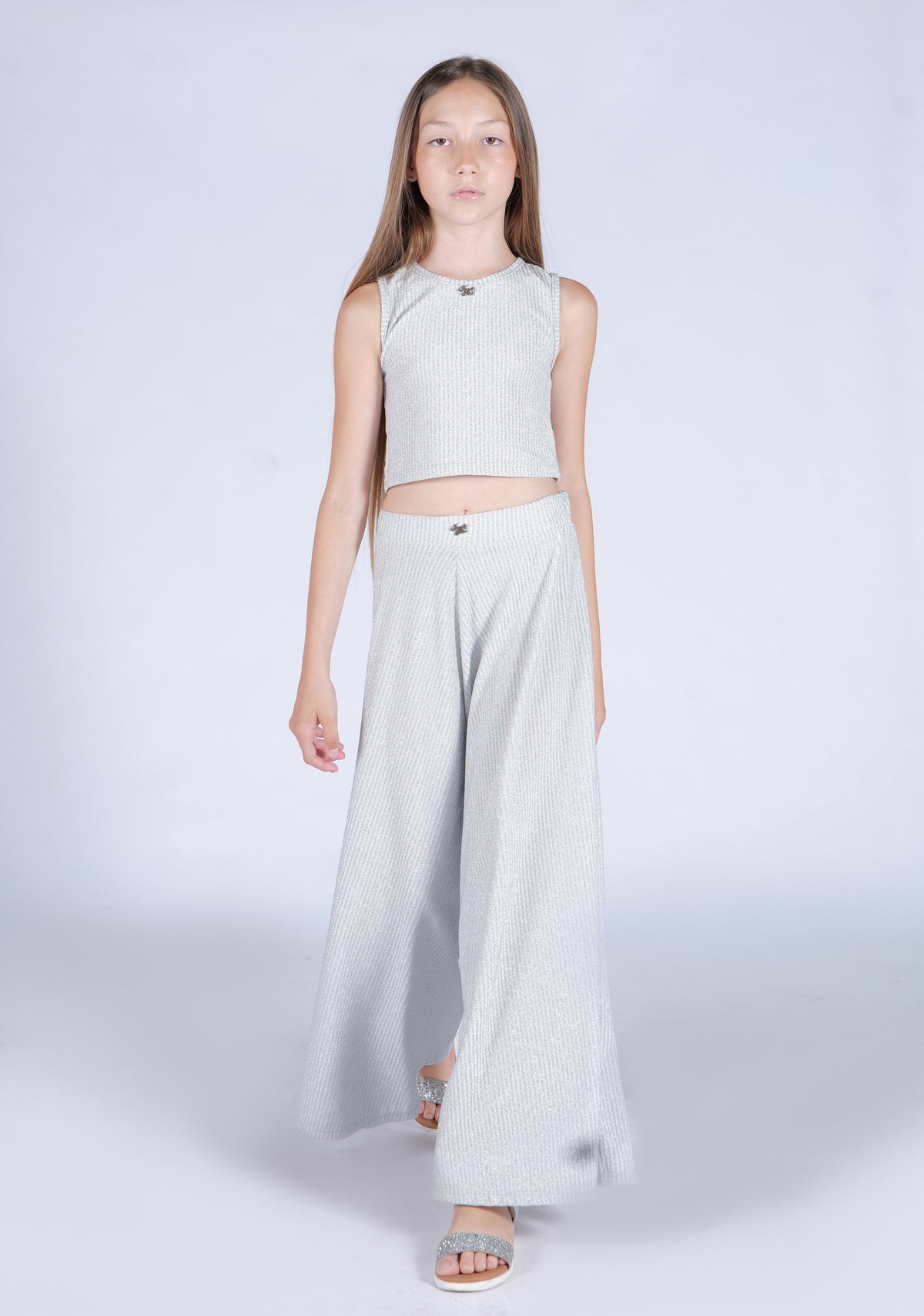 Top Lurex Argento Fun&Fun Chic bambina