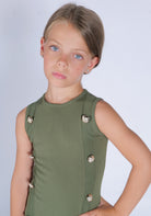 Abito con Applicazioni Bottoni Oro HLove bambina