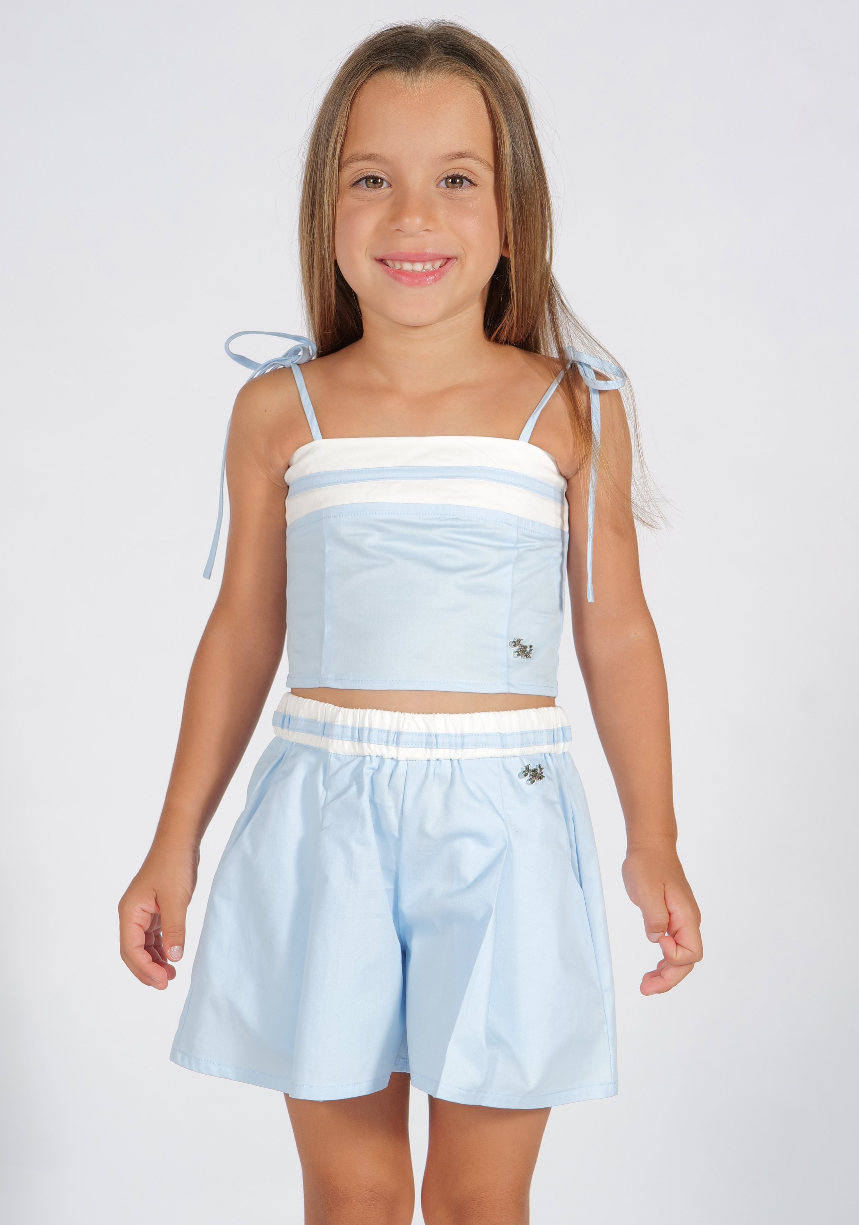 Short cotone celeste Fun&Fun bambina