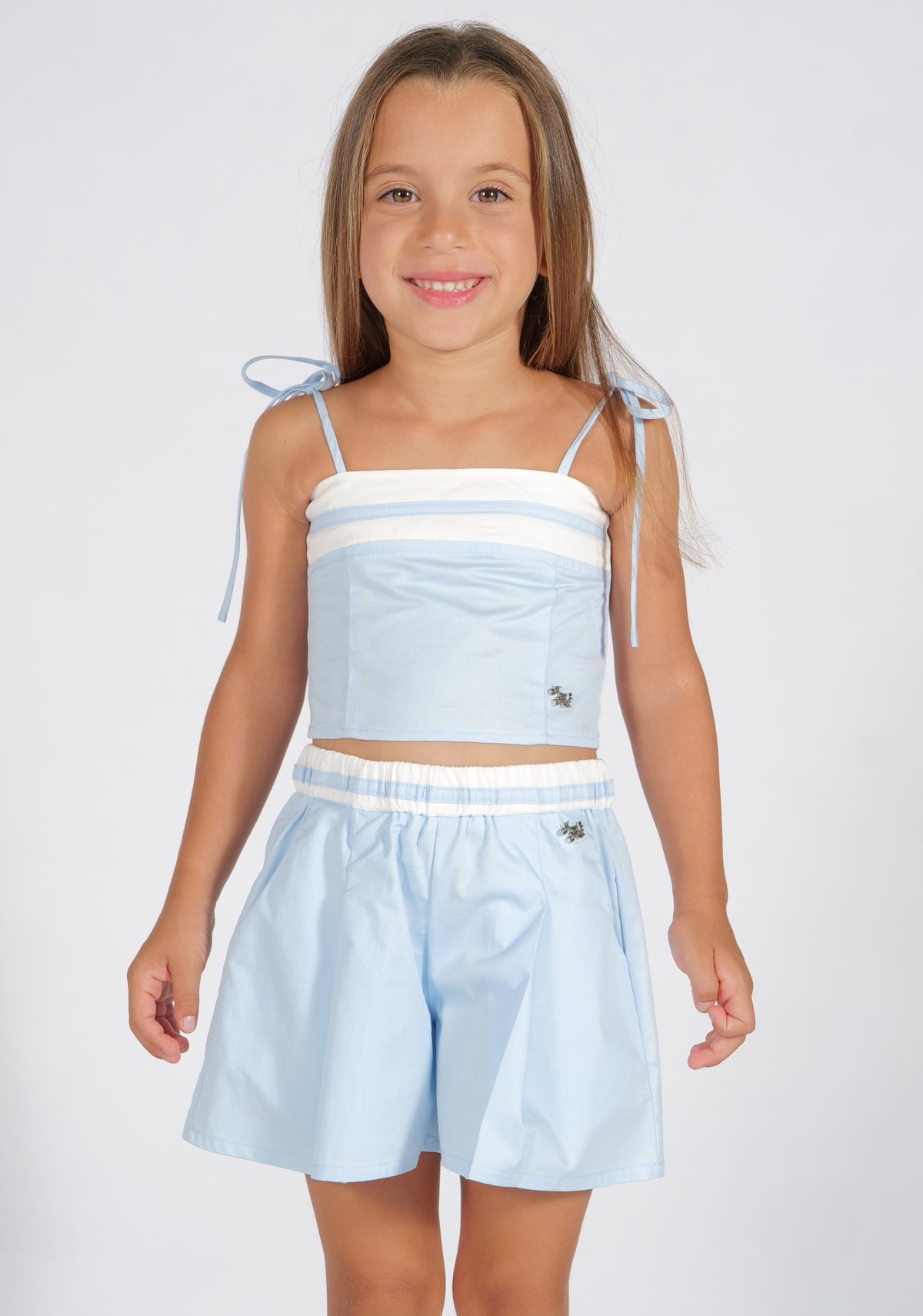 Short cotone celeste Fun&Fun bambina
