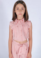 Camicia in Viscosa Fantasia Rosa e Righe HLove bambina