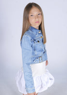 Giacca in Denim con Colletto a Revers e Maniche Lunghe Fun&Fun bambina