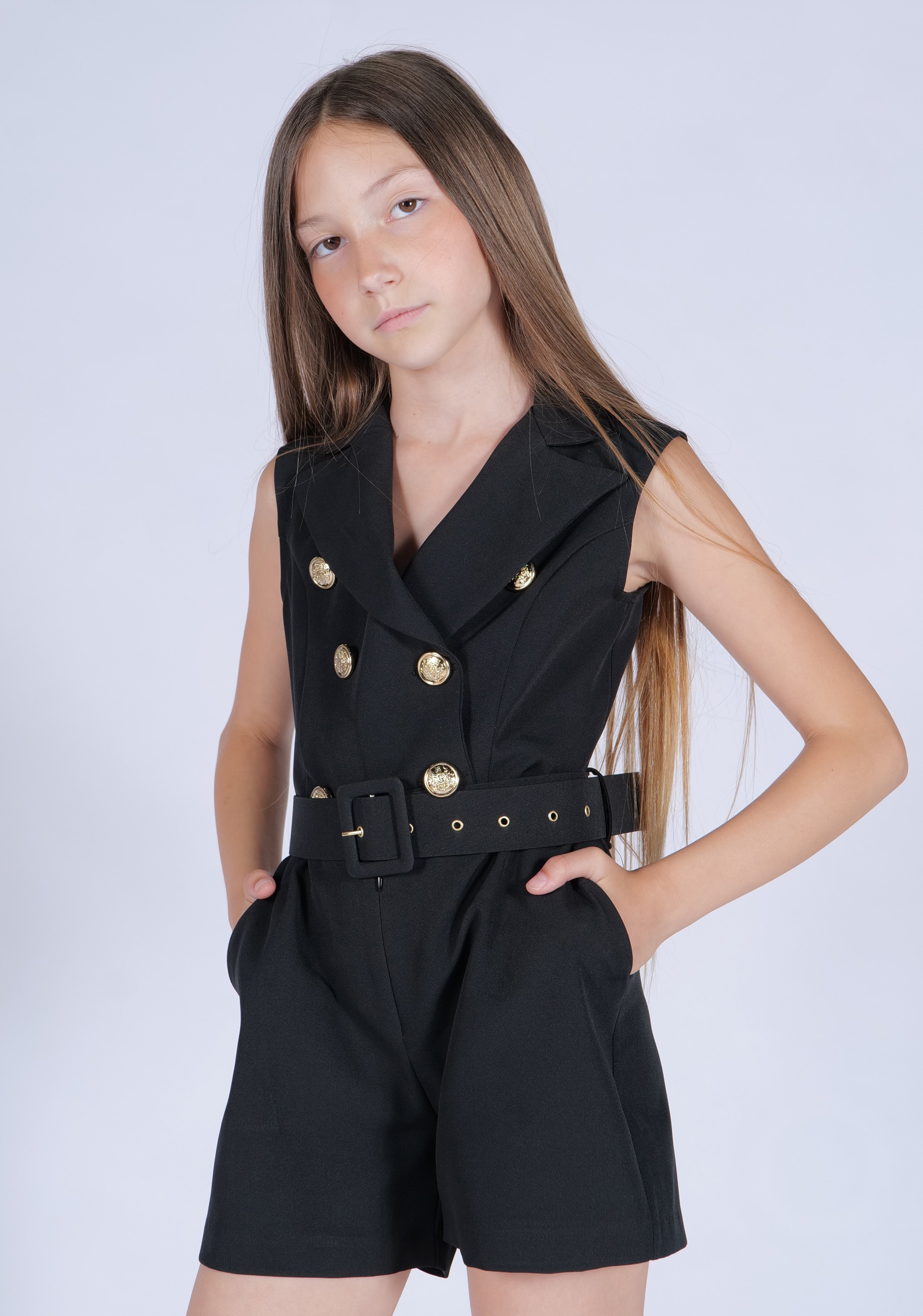 Tutina con Bottoni Oro e Cintura HLove bambina