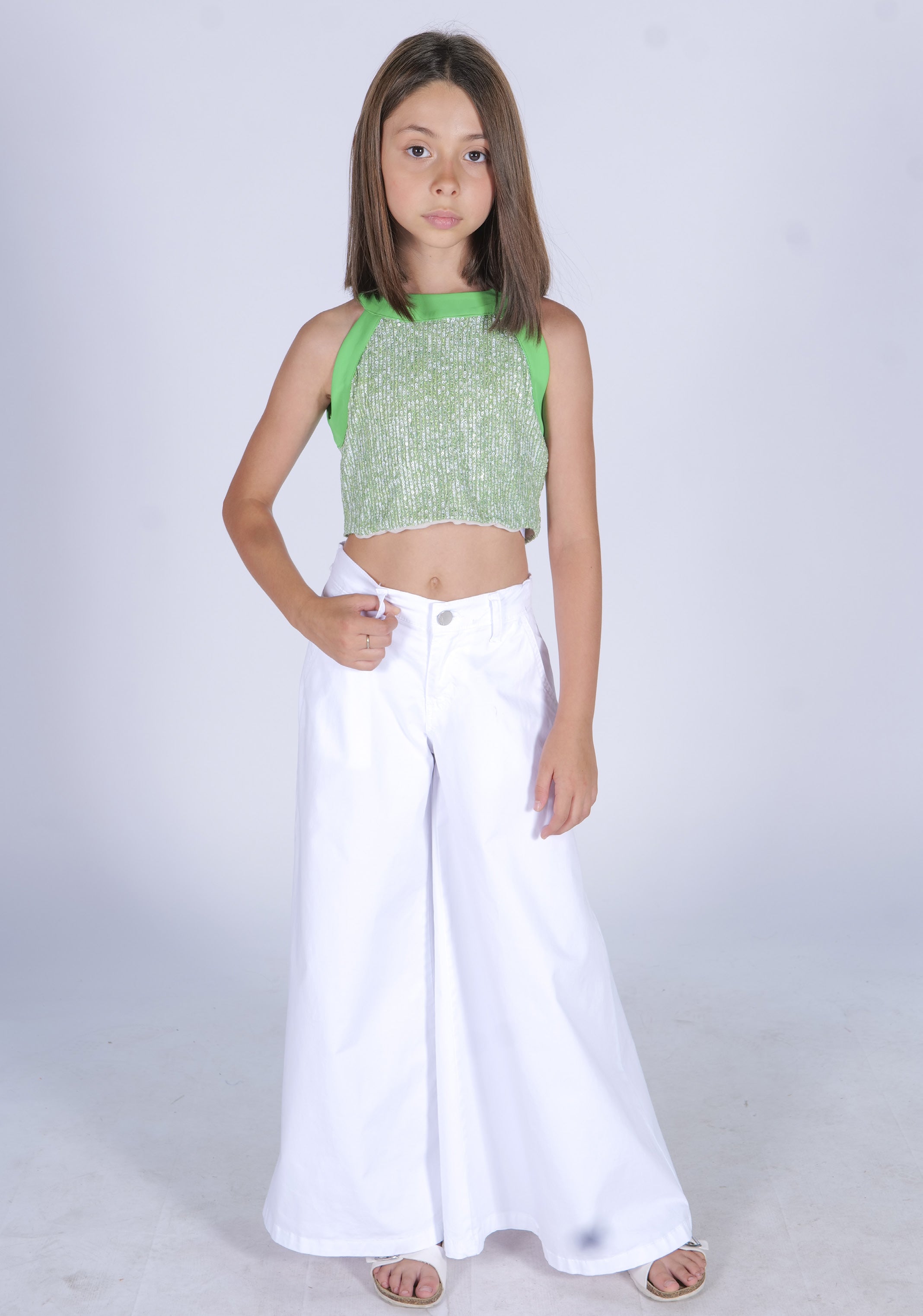Pantalone gamba ampia cotone elasticizzato Fun&Fun bambina