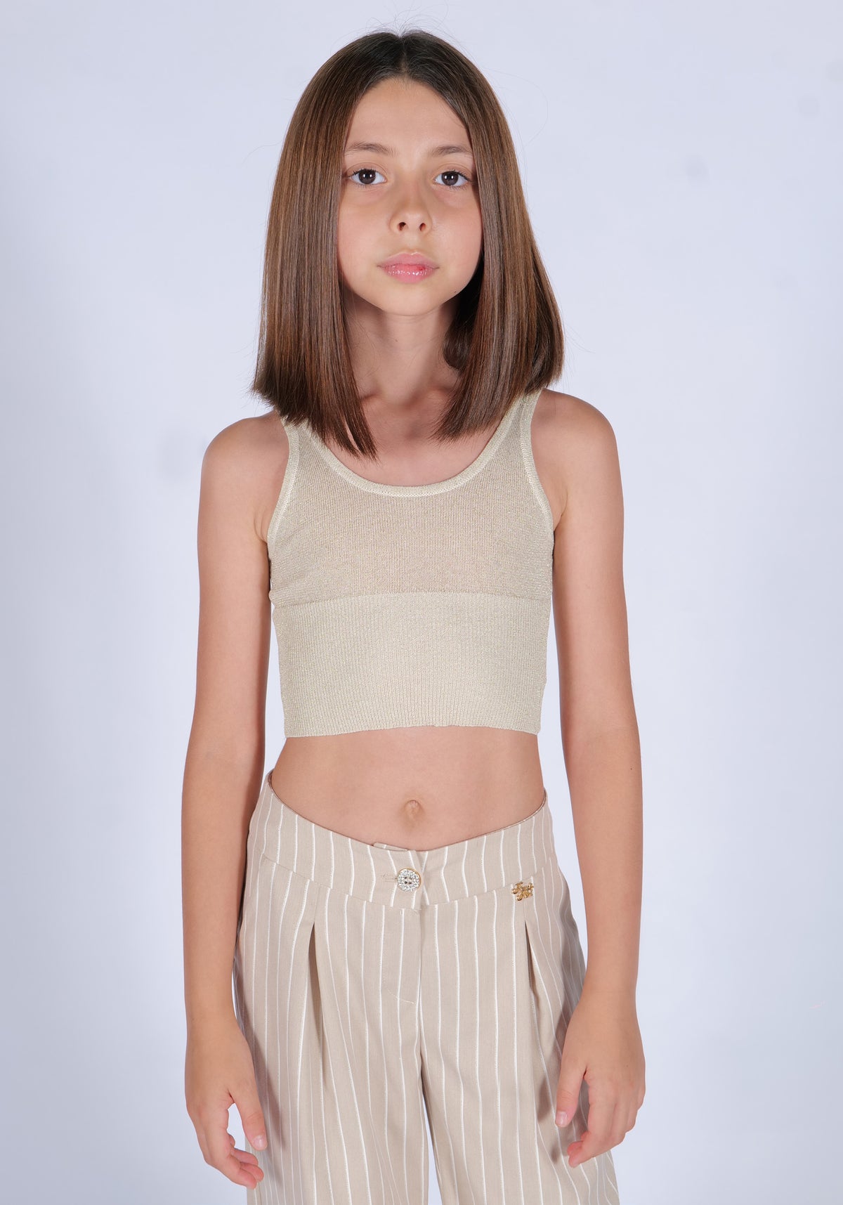 Top corto lurex gold Fun&Fun Chic bambina