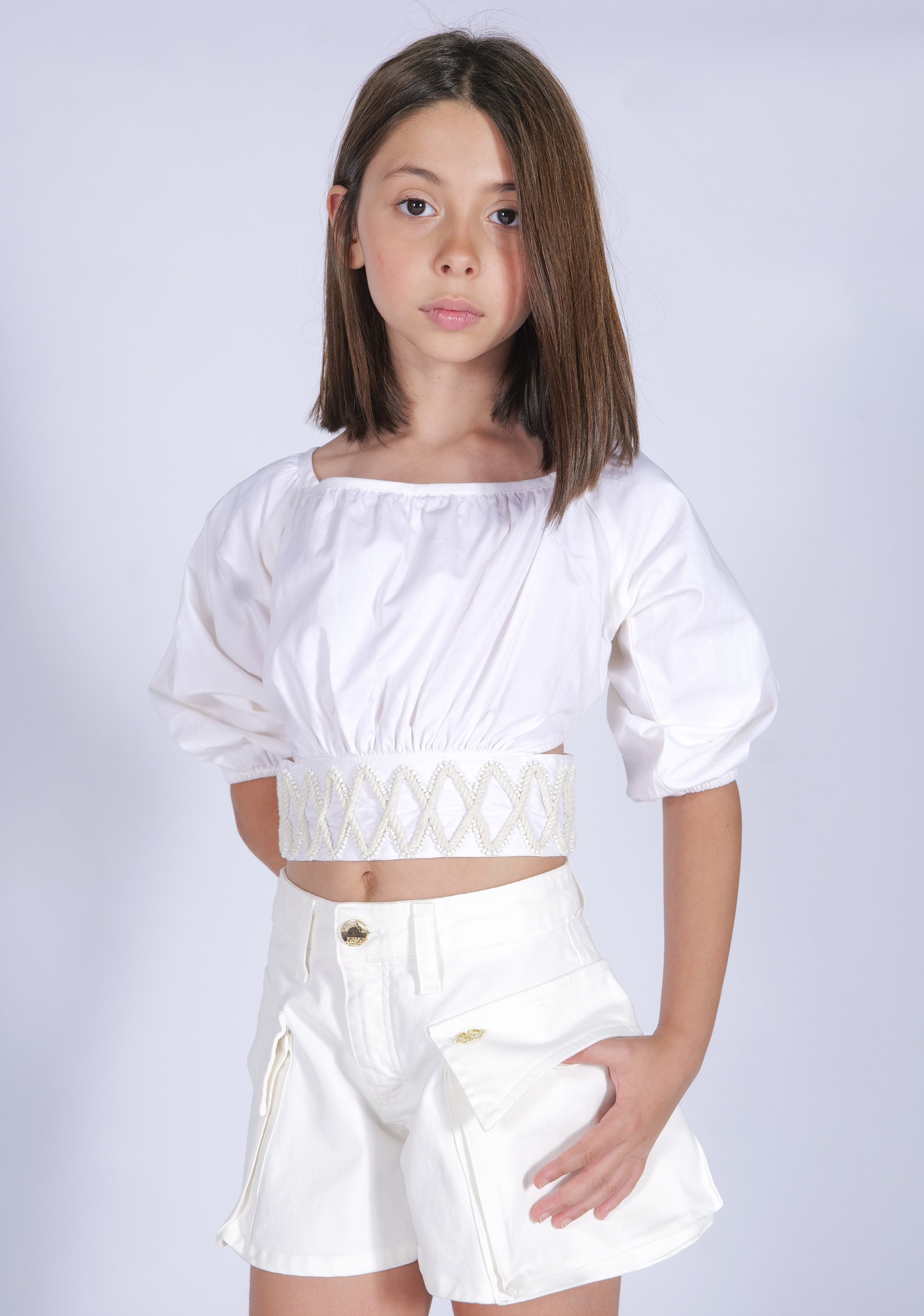 Camicia scollo a barca maniche sbuffo Fun&Fun bambina