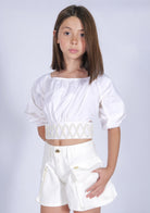 Camicia scollo a barca maniche sbuffo Fun&Fun bambina