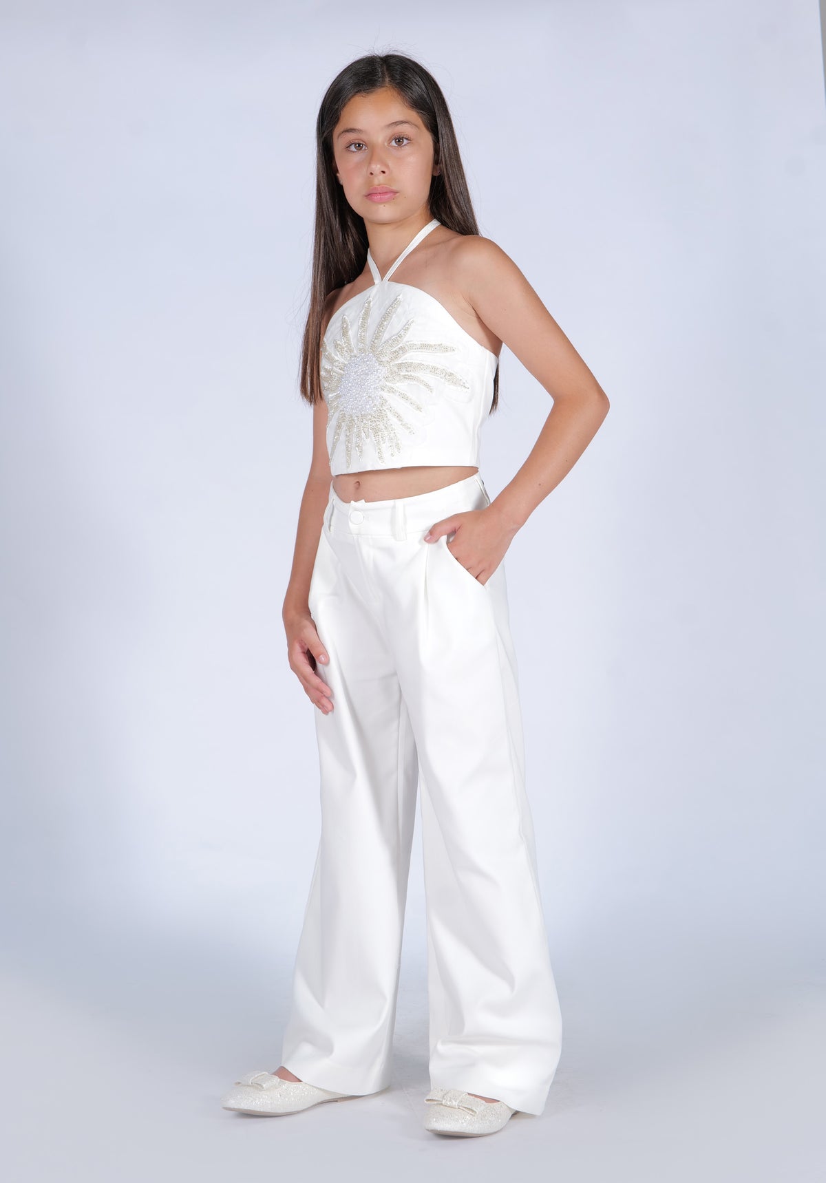 Top cotone bianco panna Fun&Fun bambina