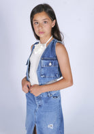 Gilet denim effetto slavato Fun&Fun bambina