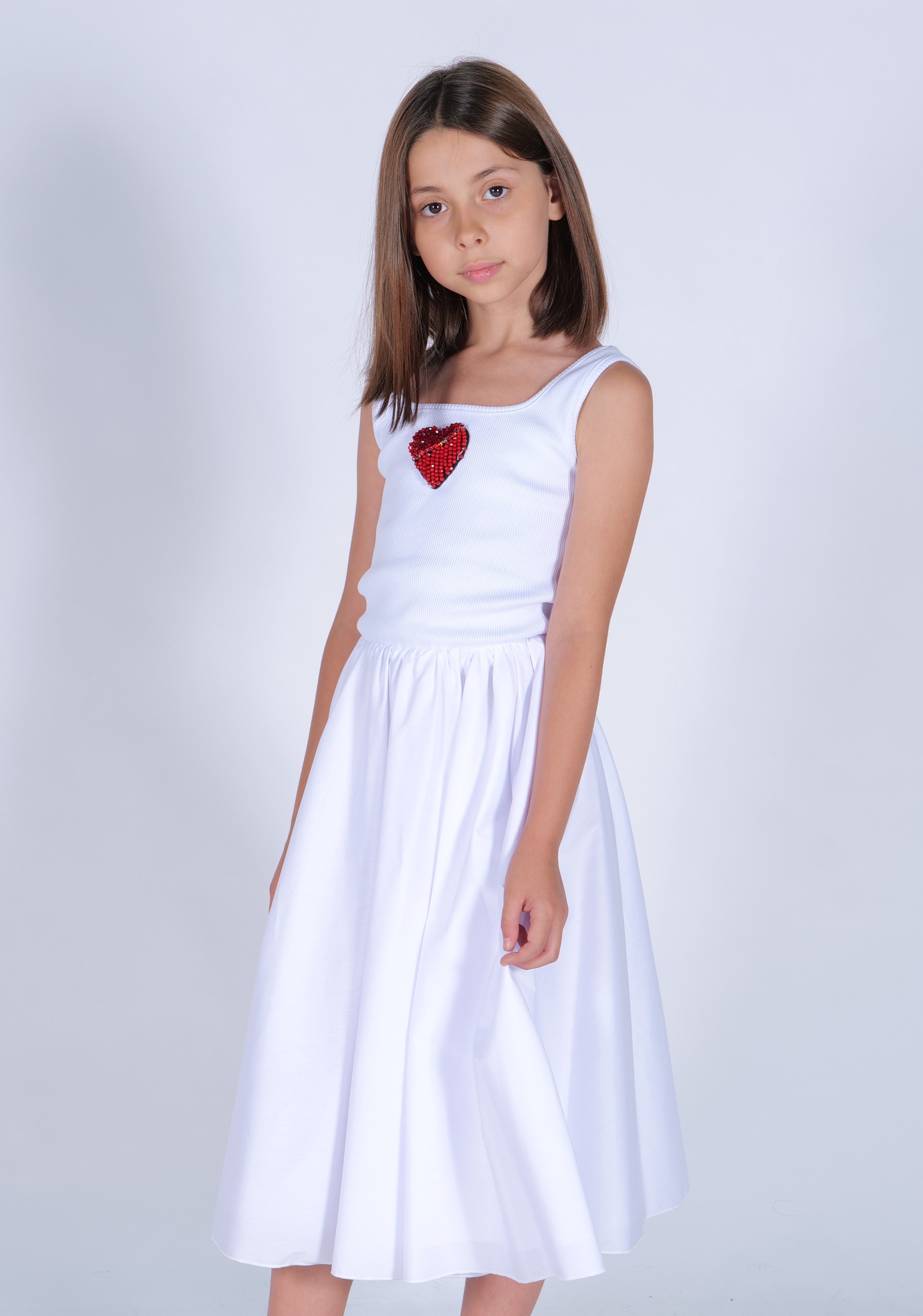 Abito Lungo con Cuore Applicato HLove bambina