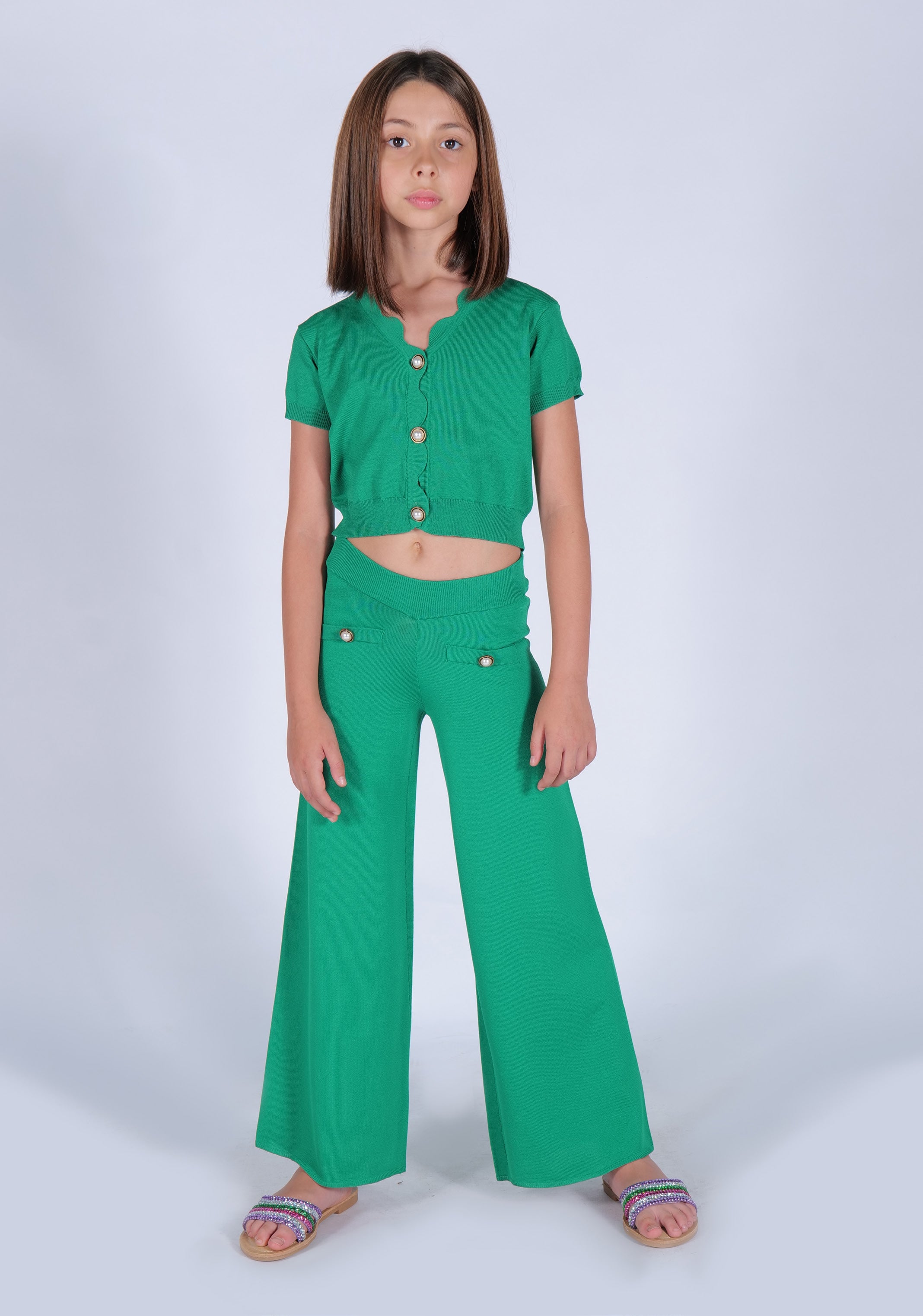 Pantalone con tasche verde Fun&Fun bambina Junior