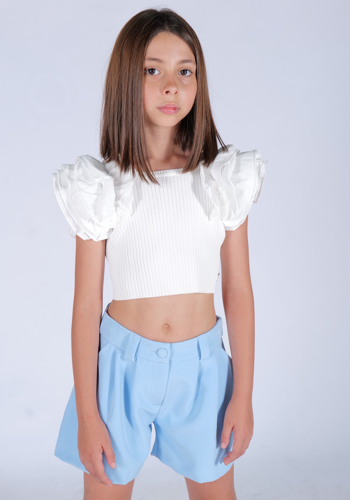 Top Cotone Bianco Panna Fun&Fun Chic bambina
