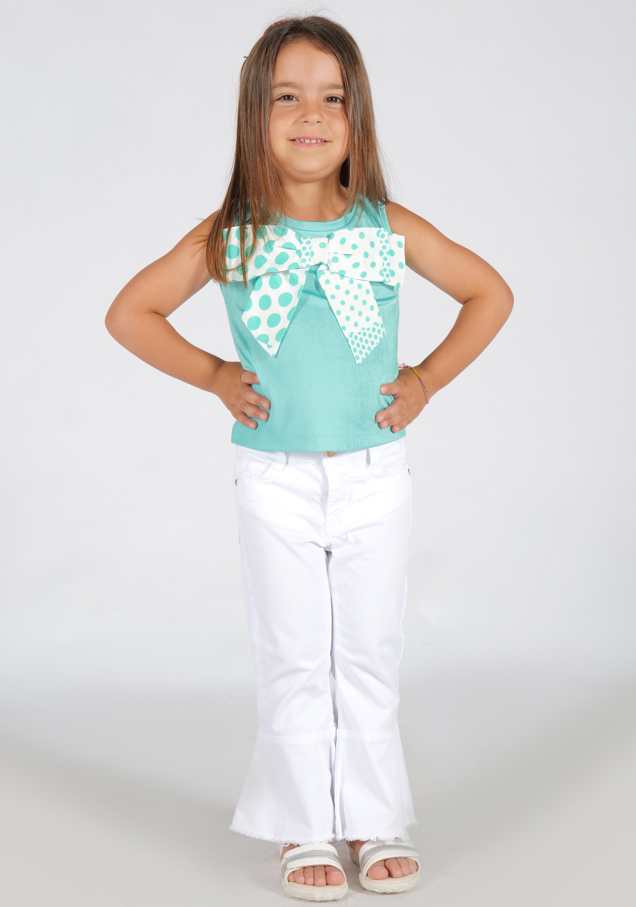 Canotta tessuto elastico scollo rotondo Fun&Fun bambina