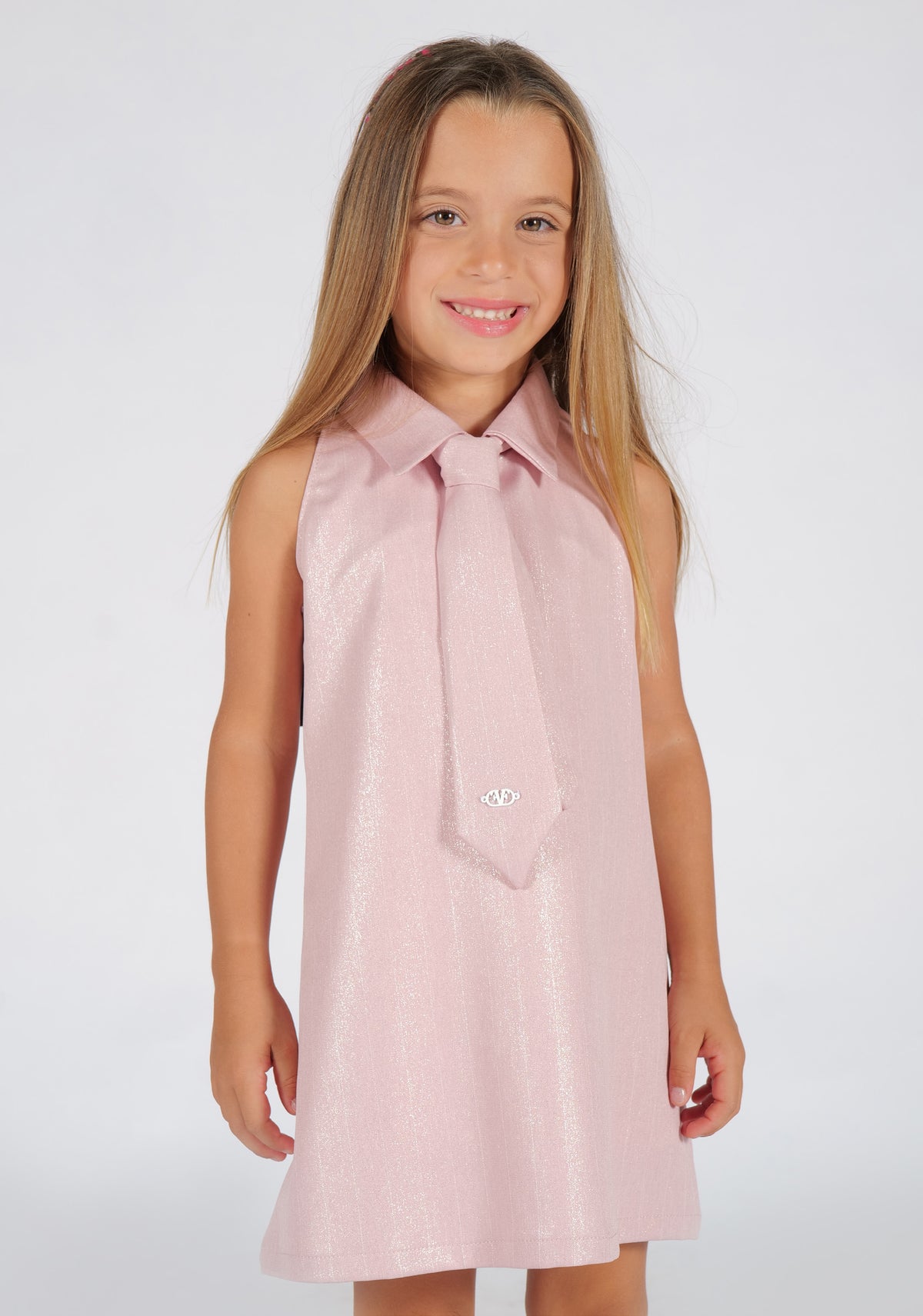 Vestito tessuto gessato colletto revers Fun&Fun bambina