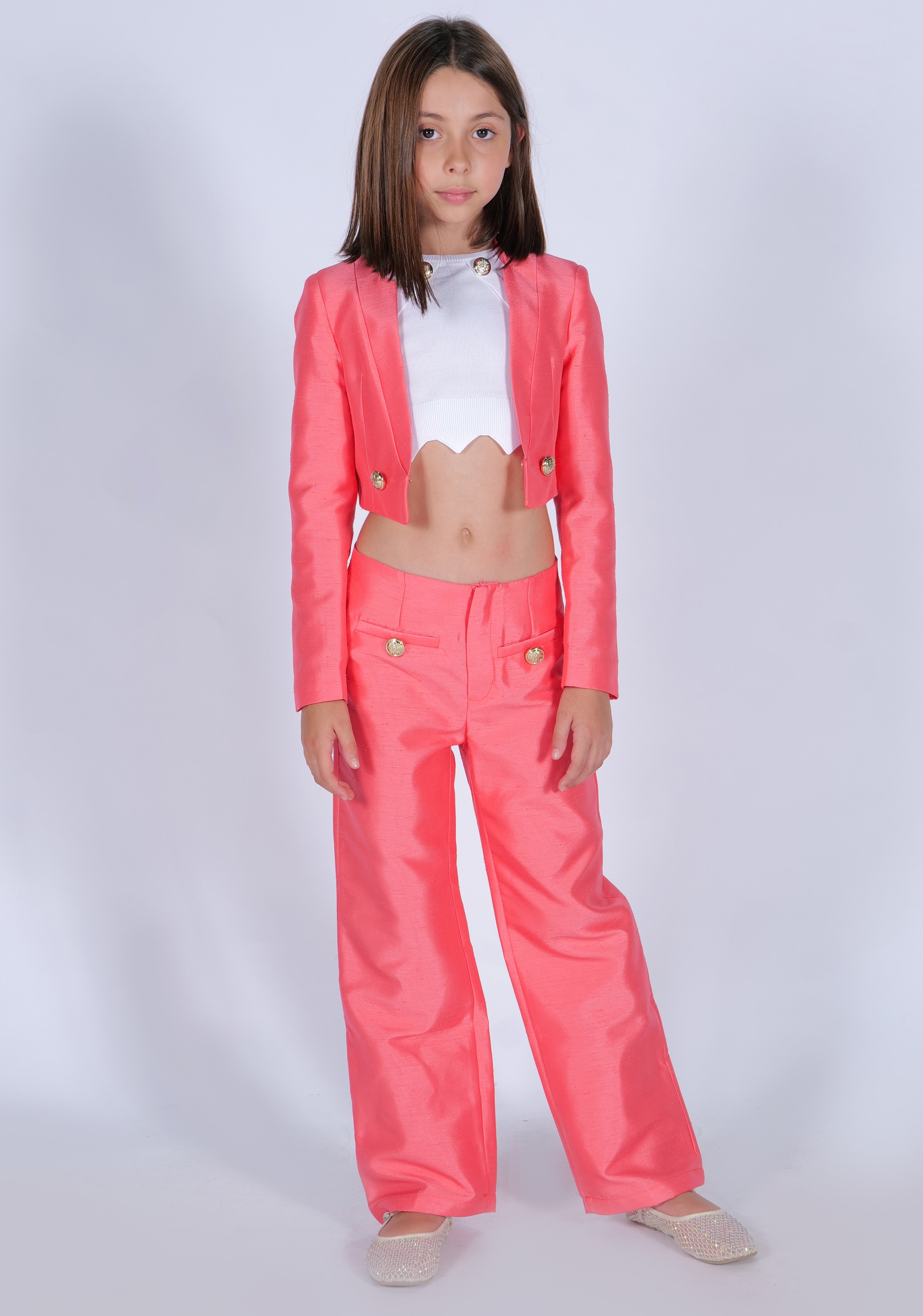 Pantalone Morbido con Bottoni Oro HLove bambina