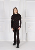Pantalone Zampetta in Tessuto Jacquards Lurex con Fantasy Logo e Vita Elasticizzata Marc Ellis bambina
