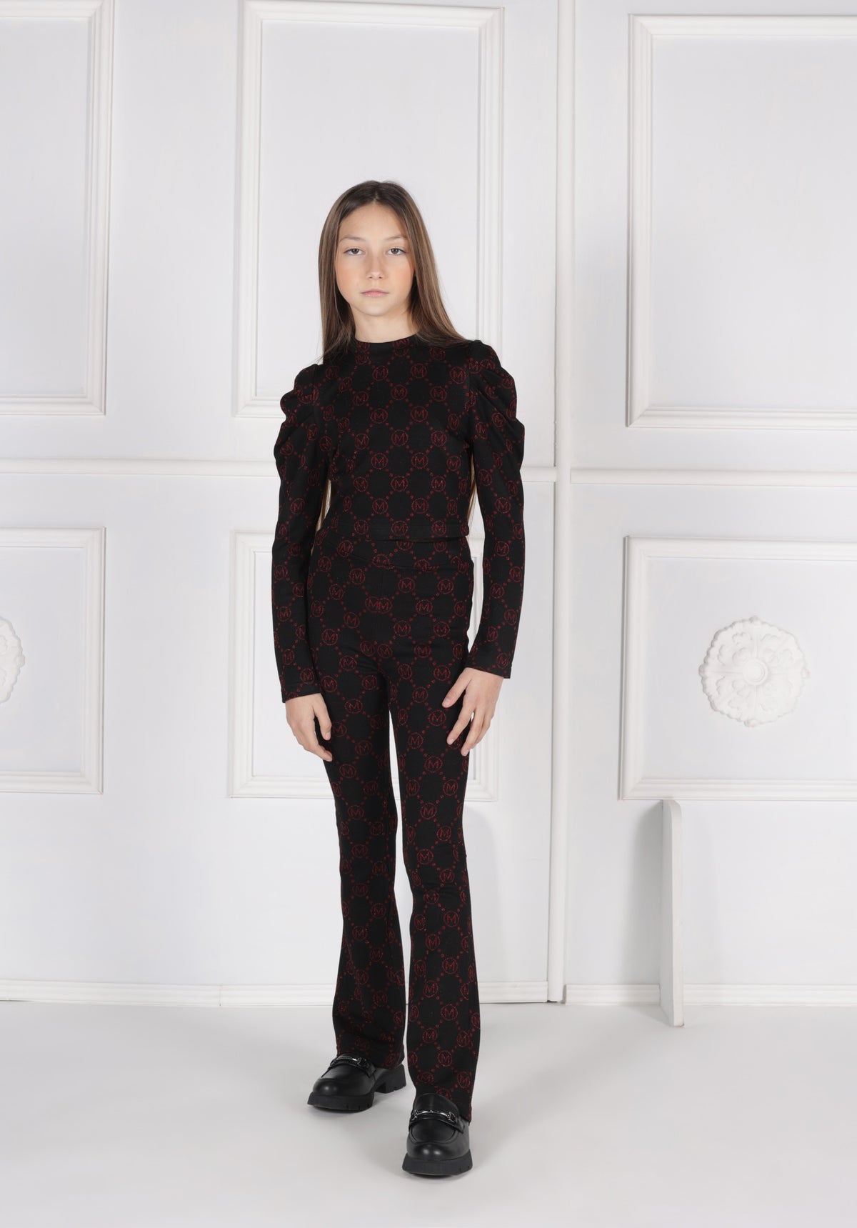 Pantalone Zampetta in Tessuto Jacquards Lurex con Fantasy Logo e Vita Elasticizzata Marc Ellis bambina