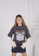Gonna in Tessuto Jeans con Bottoni Chiodo Gold e Salpina Logo sul Retro Marc Ellis bambina