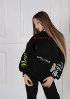 Maglia Girocollo in Lana con Intarsio Logo e Strass a Contrasto Marc Ellis bambina