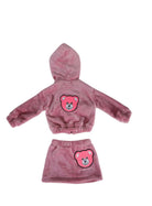 Gonna Neonato in Tessuto Caldo Pink o Camel con Grafica Orsetto Made in Italy Marc Ellis bambina