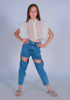 Pantalone jeans con applicazioni strass Marc Ellis bambina Junior